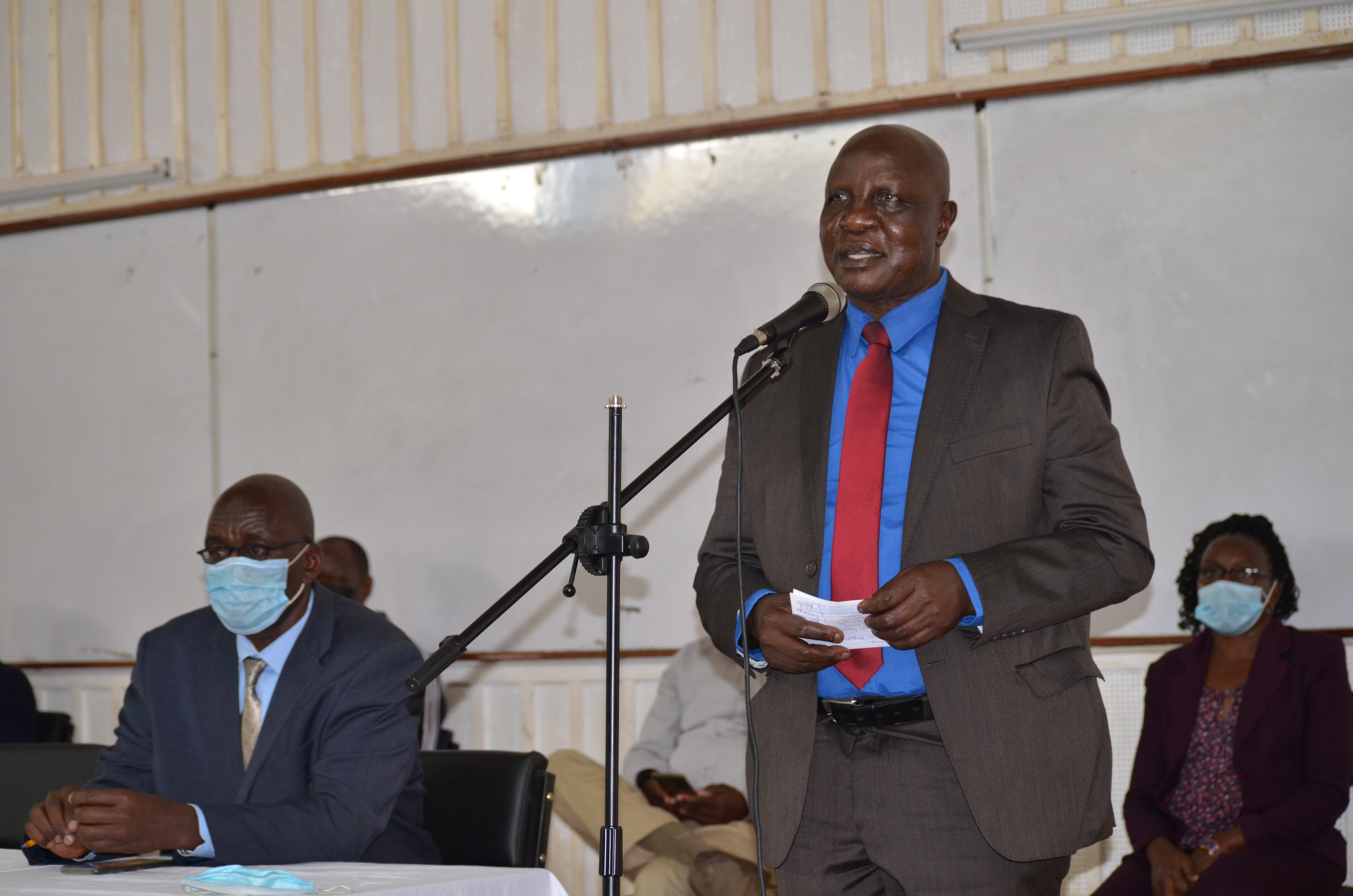 Principal Prof. Isaac Jumba addressing the new students
