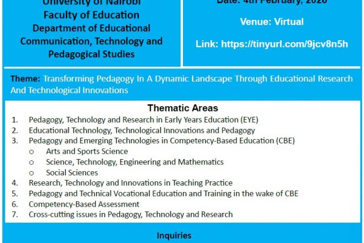 1ST ANNUAL CONFERENCE FOR THE DEPARTMENT OF EDUCATIONAL COMMUNICATION, TECHNOLOGY AND PEDAGOGICAL STUDIES